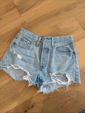 Levi's Light Blue Distressed Cutoff Jean Shorts